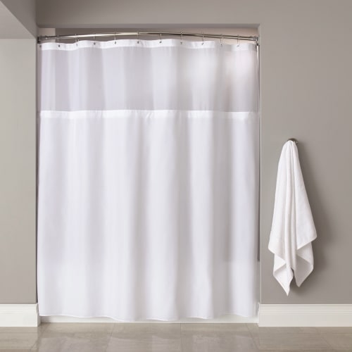 Hooked Plainweave Shower Curtain, 72"x72", White